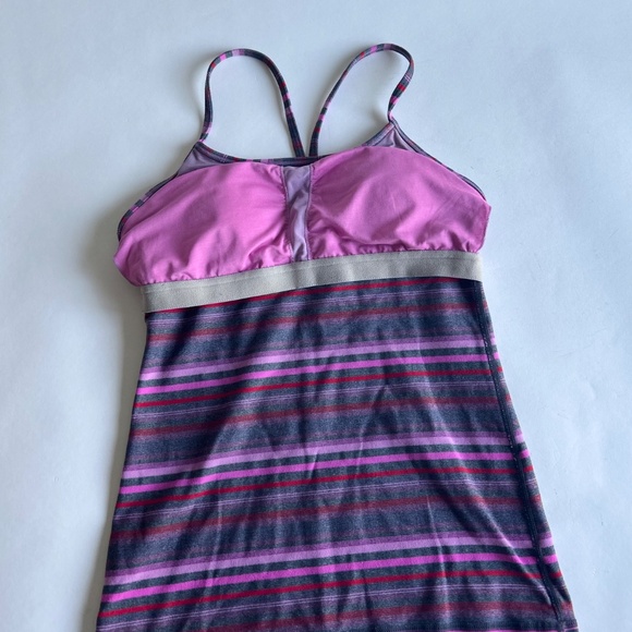 Lululemon Purple Pink Grey Striped Top size S - Picture 12 of 12